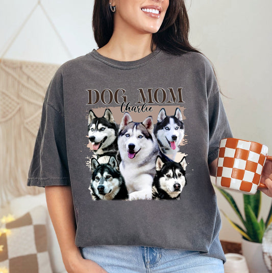 Personalized Dog Mom Bootleg Shirt – Custom Pet Photo Collage