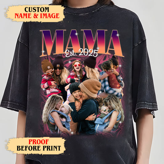 Personalized Gift for Mom – Custom Mama Est. Shirt with Kids’ Photos