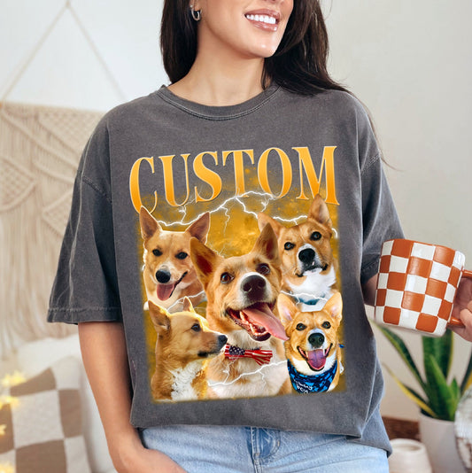 Custom Dog Face Shirt – Pet Photo Collage with Name