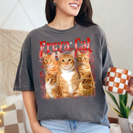 Custom Cat Face Shirt - Pet Face Graphic Tee with Name