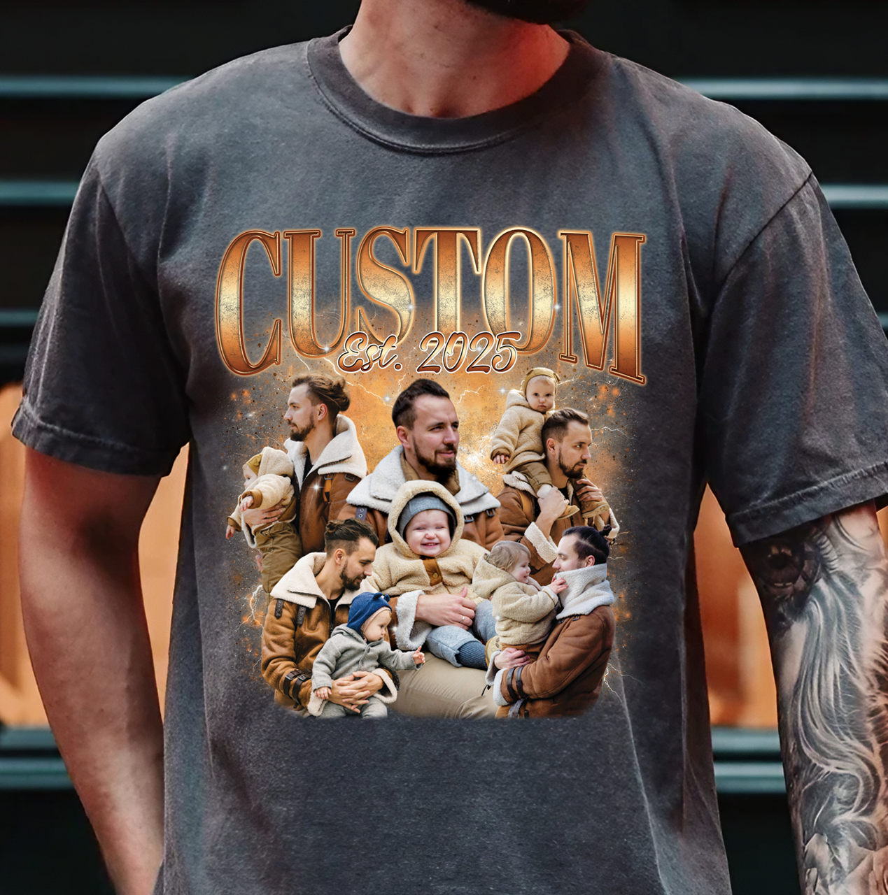 Custom Dad and Daughter Shirt – Vintage Photo Collage Family Tee