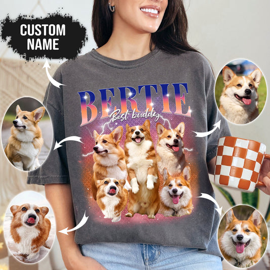 Custom Dog Face Graphic Tee – Pet Portrait Name Shirt