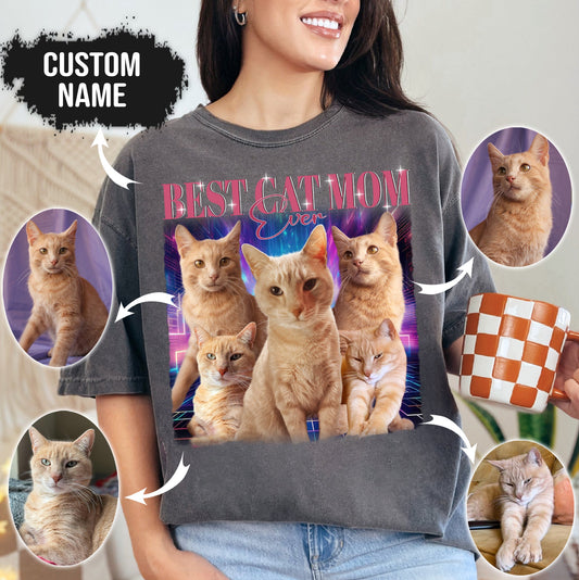 Best Cat Mom Ever Shirt – Custom Cat Photo Gift for Cat Lover
