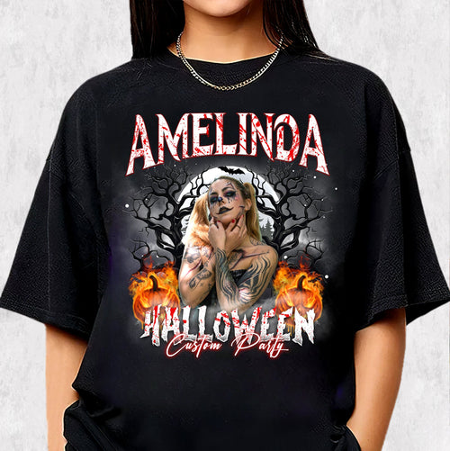 Custom Name Halloween T-Shirt – Dark Forest Creepy Style Tee