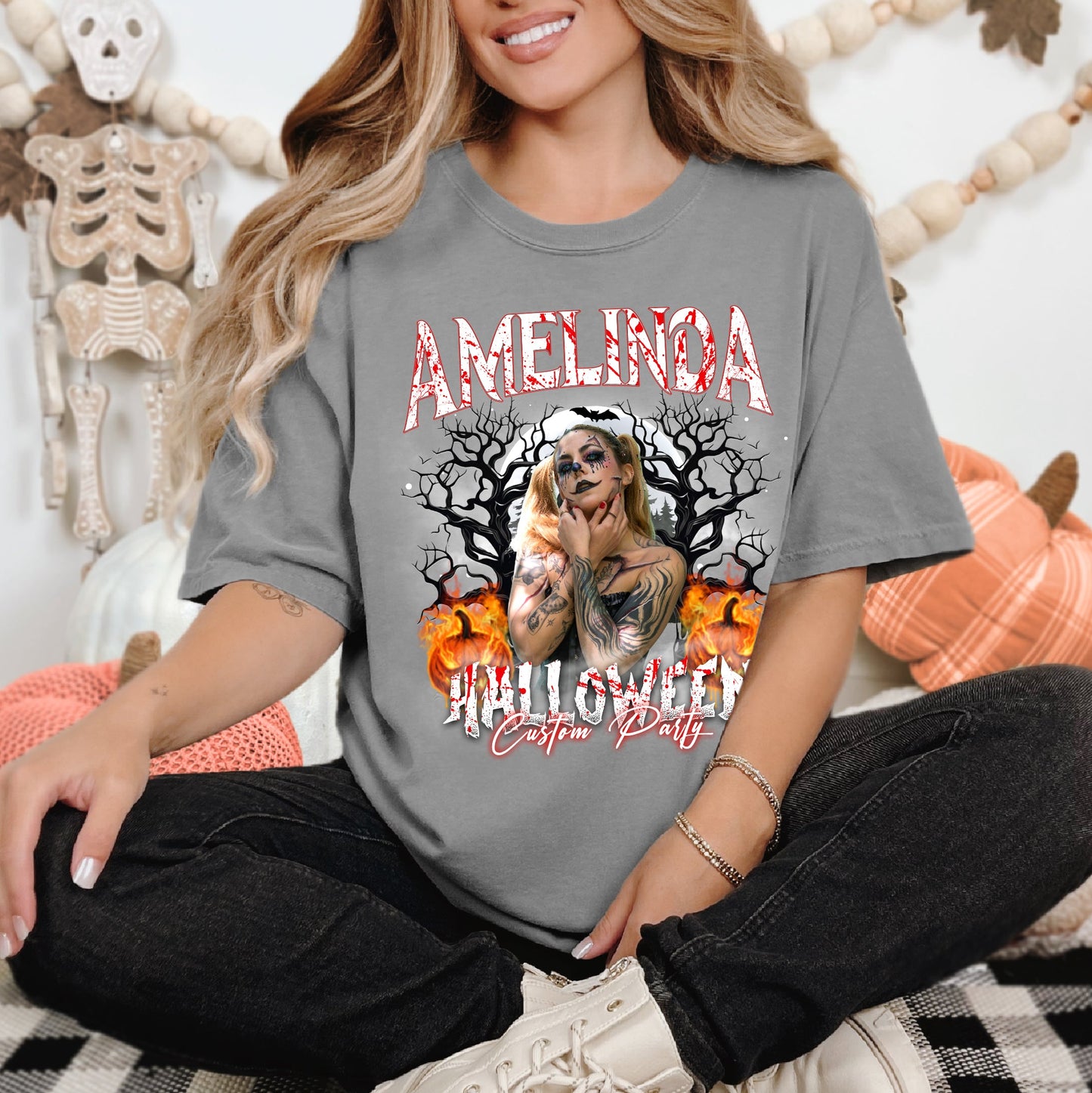 Custom Name Halloween T-Shirt – Dark Forest Creepy Style Tee