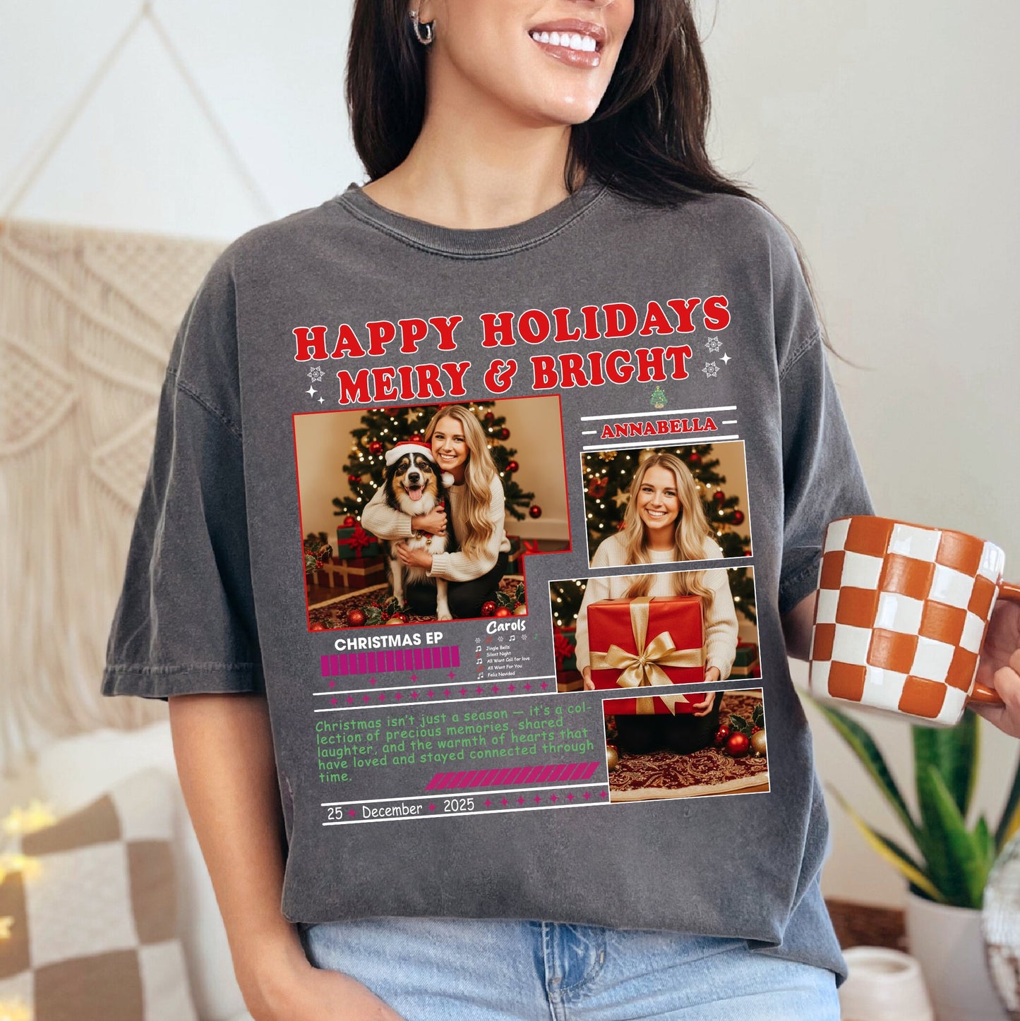 Merry Christmas Vibes Tee – Custom Comfort Color Holiday T-Shirt
