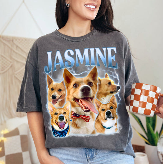 Custom Dog Face Shirt – Personalized Pets Name Photo Tee