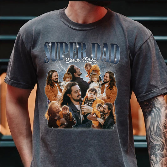 Personalized Super Dad Shirt – Custom Photo Vintage Dad Tee