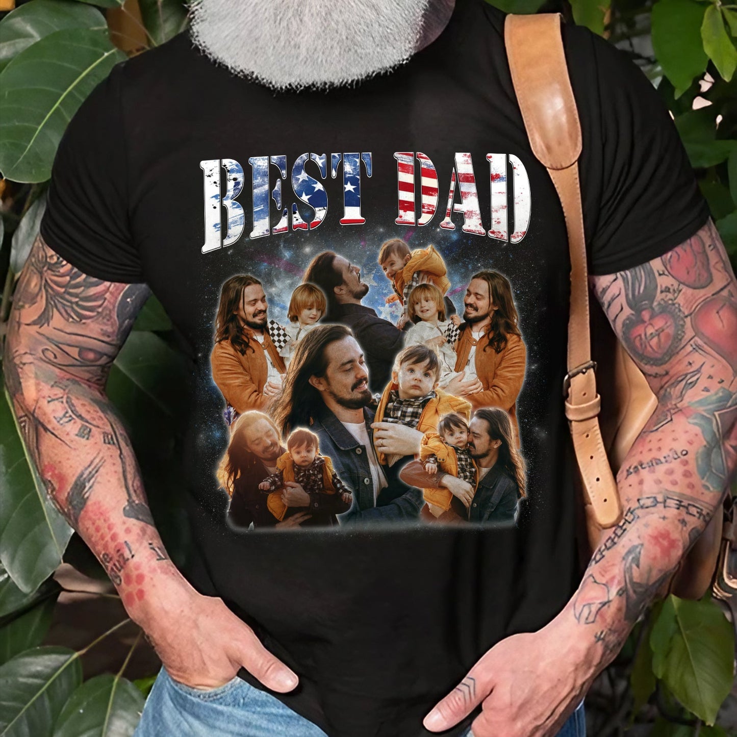 Best Dad USA Flag Shirt – Custom Photo Collage Tee