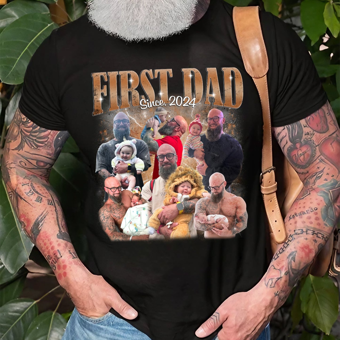 First Father’s Day Gift – Custom Dad Shirt with Baby Photos - Personalized First Dad Tee