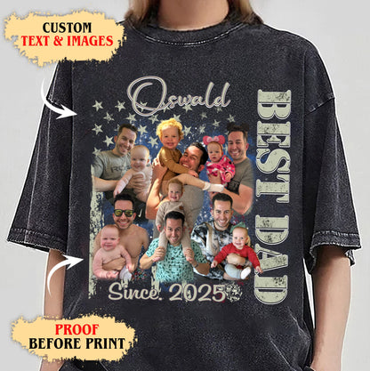 Best Dad T-Shirt with Kids’ Faces – Custom Photo Collage