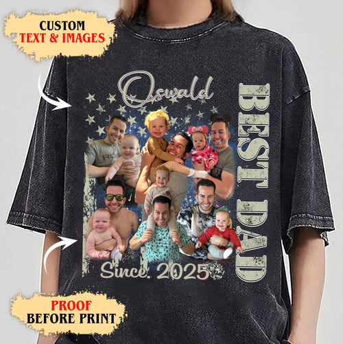Best Dad T-Shirt with Kids’ Faces – Custom Photo Collage
