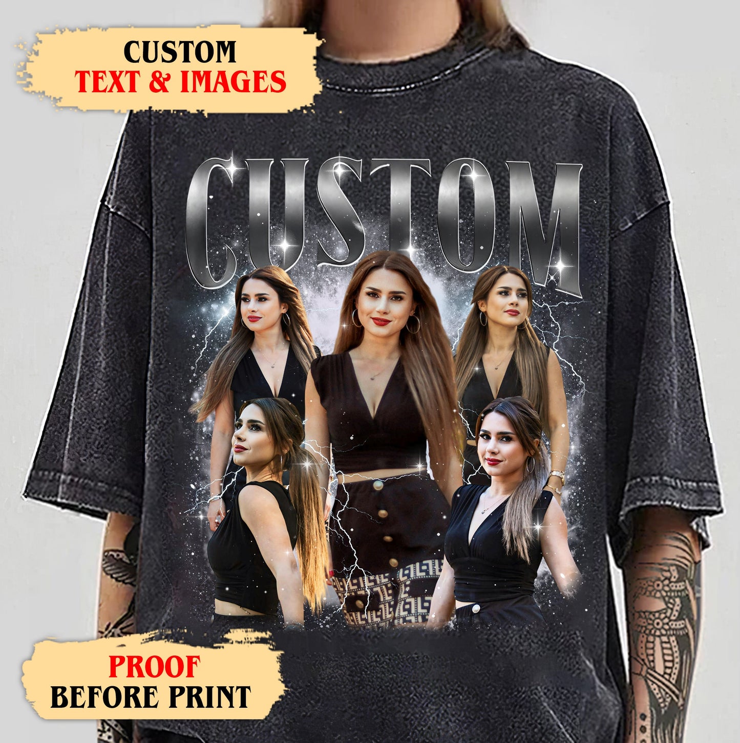 Custom Family Photo Face Shirt, Wife or Girlfriend Photo Shirt, Personalized Bootleg Birthday Gift
